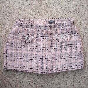 Pink Tweed Mini Skirt